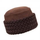 McBeanie | Bonnet pour femme avec bord tricot� et motif torsad� marron