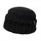 McBeanie | Bonnet pour femme avec bord tricot� et motif torsad� noir