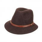 HUTTER | Chapeau pour homme en feutre de laine avec bord �troit et lani�re en cuir brun fonc�
