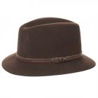 HUTTER | Chapeau pour homme en feutre de laine avec bord �troit et lani�re en cuir marron