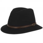 HUTTER | Chapeau pour homme en feutre de laine avec bord �troit et lani�re en cuir noir
