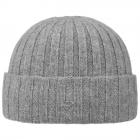 STETSON | Bonnet tricot� 100 % cachemire avec revers gris clair