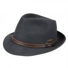 HUTTER | Chapeau trilby homme L�opold � bord �troit et lani�re en cuir anthracite