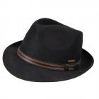 HUTTER | Chapeau trilby homme L�opold � bord �troit et lani�re en cuir noir