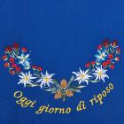 Tablier bleu avec motif N "Oggi giorno di riposo" (Aujourd'hui jour de repos) bleu