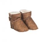 Pantoufle pour enfants en peau d'agneau by Shepherd avec fermeture velcro marron