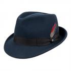 STETSON | Chapeau Trilby en feutre avec petit bord et bordure en ruban bleu fonc�