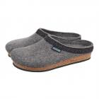 STEGMANN | Chaussons en laine feutr�e avec semelle en li�ge et latex gris