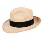 Chapeau de paille au bord large avec un ruban noir nature