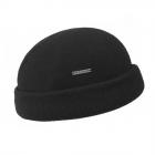 STETSON | Bonnet docker court pour homme avec revers en tricot noir