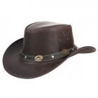 Chapeau en cuir Chapeau de cow-boy western by Scippis avec large bord recourb� marron