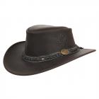 Chapeau en cuir Western by Scippis en cuir de vache avec bord relev� marron
