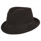 Chapeau en feutre de laine pour femmes et hommes Trilby by Hutter avec bord �troit et garniture de r marron