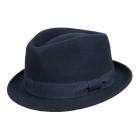 Chapeau en feutre de laine pour femmes et hommes Trilby by Hutter avec bord �troit et garniture de r bleu