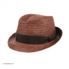 Chapeaux en paille de raphia Trilby by Hutter avec garniture en ruban de tissu brun fonc�