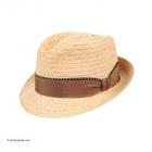 Chapeaux en paille de raphia Trilby by Hutter avec garniture en ruban de tissu nature
