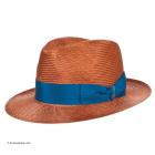 Chapeau de paille naturelle pour hommes Fedora by Borsalino avec large garniture de ruban en tissu marron