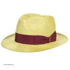 Chapeau de paille naturelle pour hommes Fedora by Borsalino avec large garniture de ruban en tissu vert