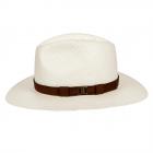Chapeau d'�t� � large bord avec garniture en cuir de HUTTER blanc