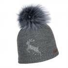 NORTON | Bonnet femme en tricot avec motif cerf en strass gris