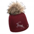 NORTON | Bonnet femme en tricot avec motif cerf en strass bordeaux