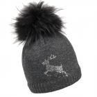 NORTON | Bonnet femme en tricot avec motif cerf en strass anthracite
