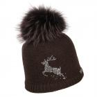 NORTON | Bonnet femme en tricot avec motif cerf en strass marron