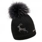 NORTON | Bonnet femme en tricot avec motif cerf en strass noir