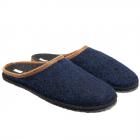 STEGMANN | Chaussons en pure laine avec semelles antid�rapantes bleu fonc�