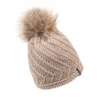 McBEANIE | Bonnet tricot� pour femmes avec pompon et strass beige