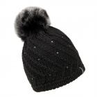 McBEANIE | Bonnet tricot� pour femmes avec pompon et strass noir
