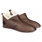 Chausson en cuir d'agneau avec semelle en cuir souple Lina Shepherd brun fonc�