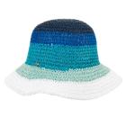 Chapeau en papier au crochet a�r� pour femme bleu