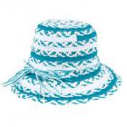 Chapeau � bordures Beatrice en paille Band Kombi avec fine ficelle Deko p�trole
