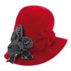 Chapeau en velours exclusif mod�le Antonia pour femmes avec application de Mayser rouge
