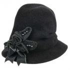 Chapeau en velours exclusif mod�le Antonia pour femmes avec application de Mayser noir