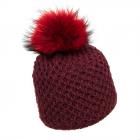 NORTON | b�ret pour femme avec pompon animal bordeaux