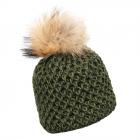 NORTON | b�ret pour femme avec pompon animal olive