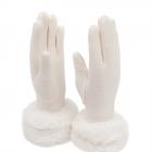 FASHION | Gants polaires avec fourrure Eco �l�gants et chauds pour femmes blanc laine