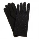Gants femme �lastiques avec motifs � pois noir