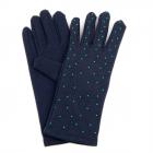 Gants femme �lastiques avec motifs � pois bleu