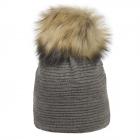 Bonnet pour femme avec pompon khaki