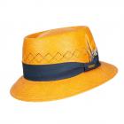 KANGOL | Chapeau de paille homme Trilby avec plumes jaune