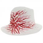Chapeau Fedora, peint � la main sign� ALESSANDRA BACCI blanc