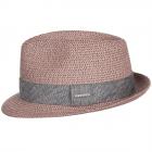 STETSON | Chapeau de paille Trilby Toyo Tress� en viscose assorti � toutes les tenues rouge-brun