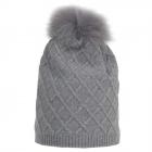 cuffia lana angora kashmir con pompon gris