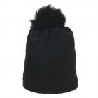 cuffia lana angora kashmir con pompon noir