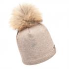 NORTON | Bonnet � pompon avec motif strass beige