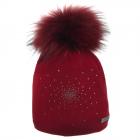 NORTON | Bonnet � pompon avec motif strass rouge