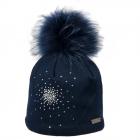 NORTON | Bonnet � pompon avec motif strass bleu fonc�